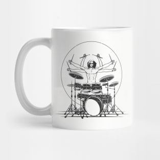 Vitruvian man parody of playing the drums for drummers funny Mug